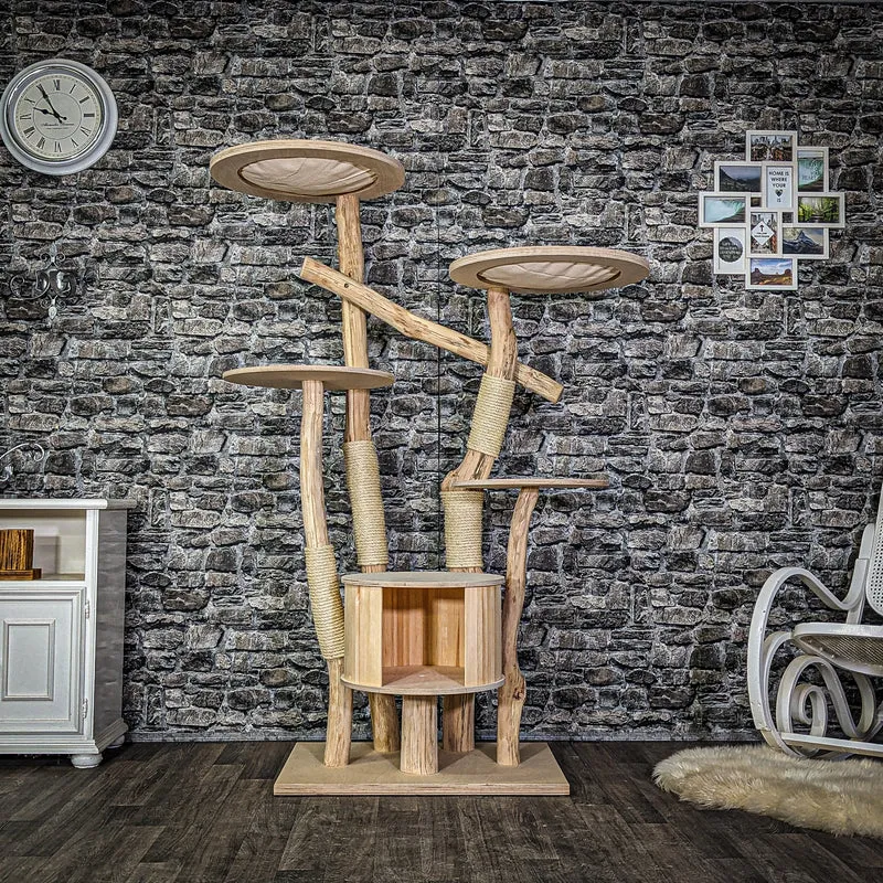 Naturkratzbaum 3963 Kratzbaum Natur Holz Design 175 cm hoch Katzenbaum