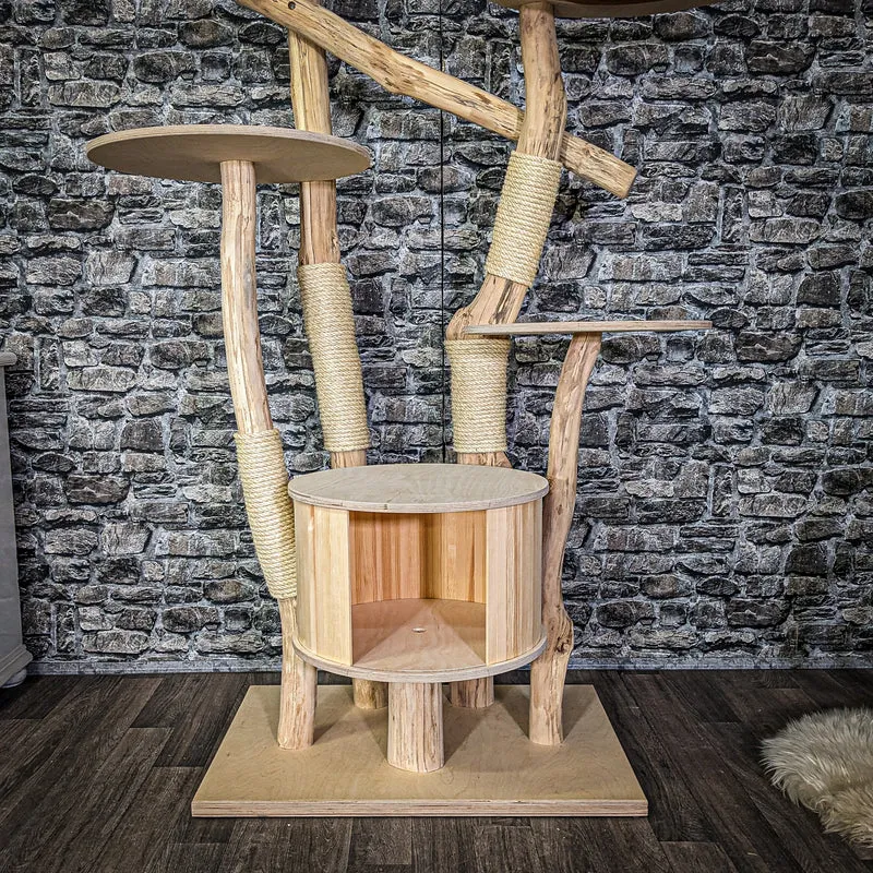Naturkratzbaum 3963 Kratzbaum Natur Holz Design 175 cm hoch Katzenbaum