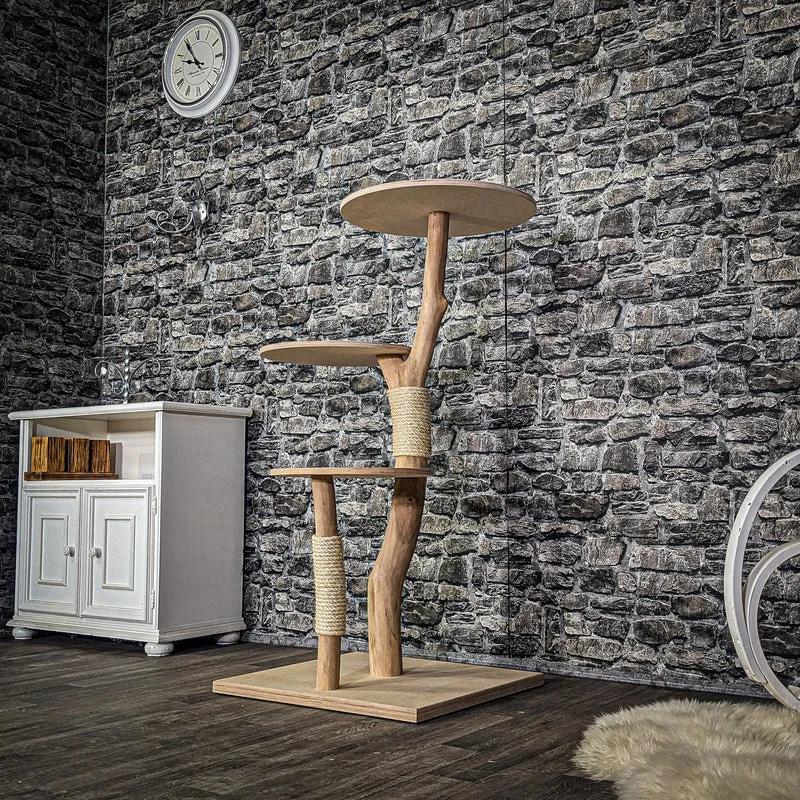 Naturkratzbaum 3960 Kratzbaum Natur Holz Design 123 cm hoch Katzenbaum
