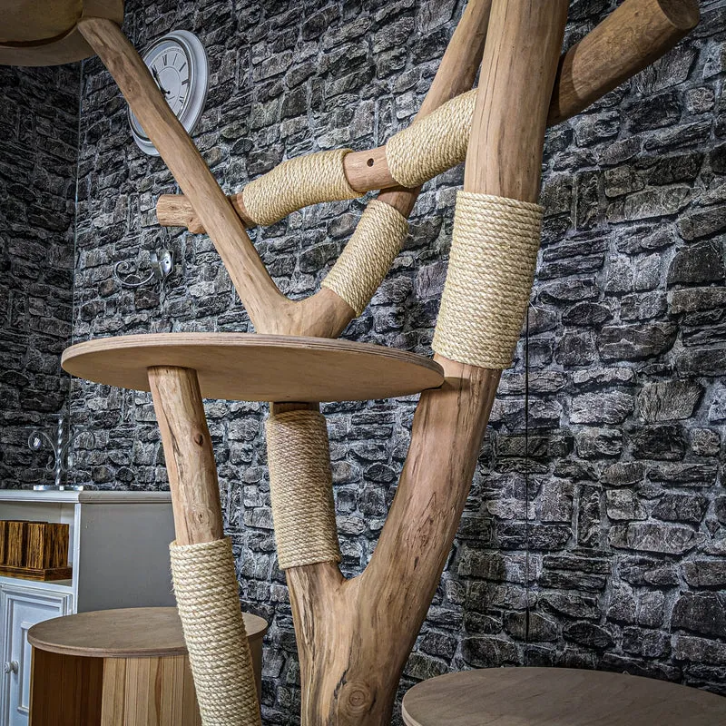 Naturkratzbaum 3957 Kratzbaum Natur Holz Design 210 cm hoch Katzenbaum