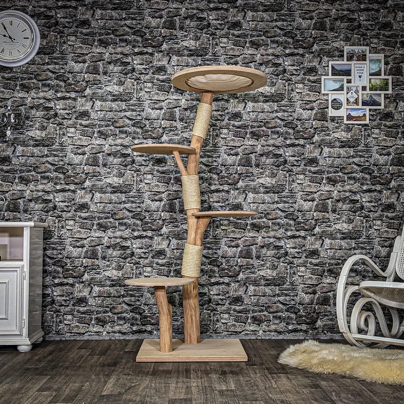 Naturkratzbaum 3954 Kratzbaum Natur Holz Design 165 cm hoch Katzenbaum