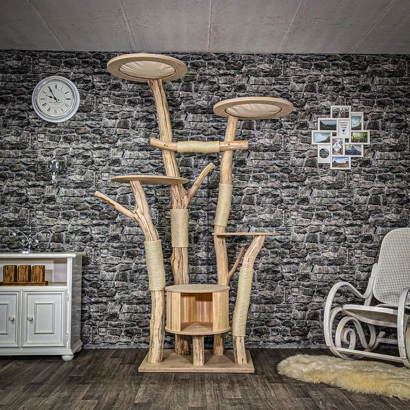 Naturkratzbaum 3952 Kratzbaum Natur Holz Design 215 cm hoch Katzenbaum