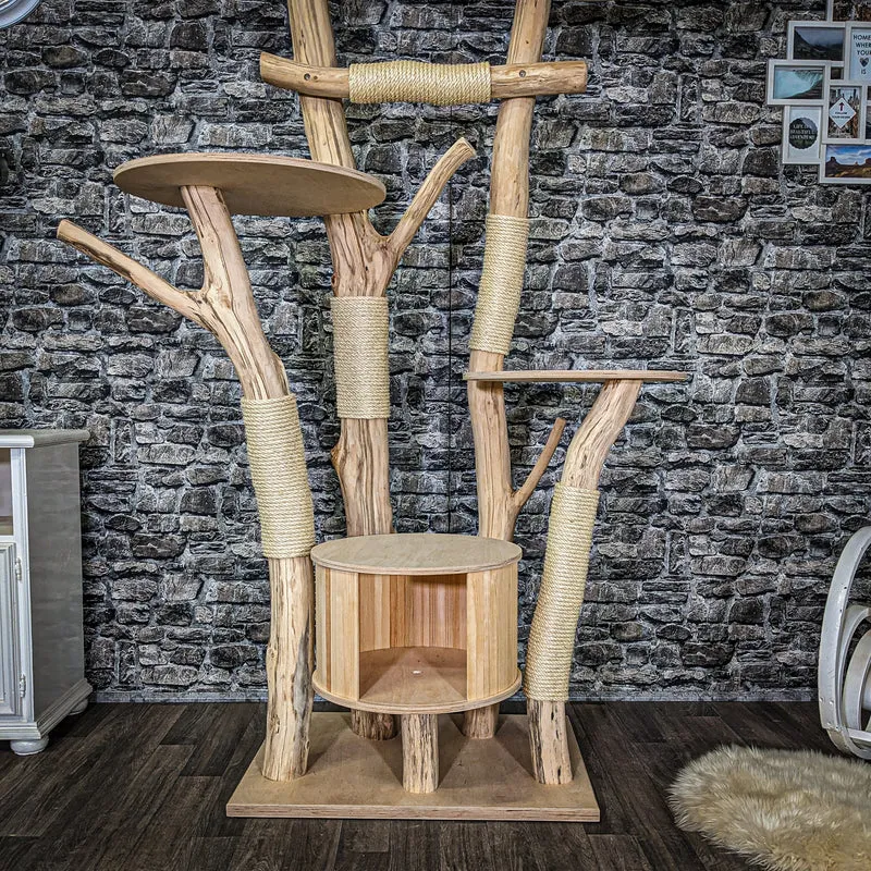 Naturkratzbaum 3952 Kratzbaum Natur Holz Design 215 cm hoch Katzenbaum