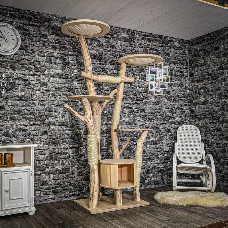 Naturkratzbaum 3952 Kratzbaum Natur Holz Design 215 cm hoch Katzenbaum