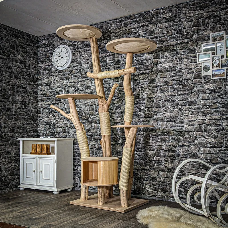 Naturkratzbaum 3952 Kratzbaum Natur Holz Design 215 cm hoch Katzenbaum