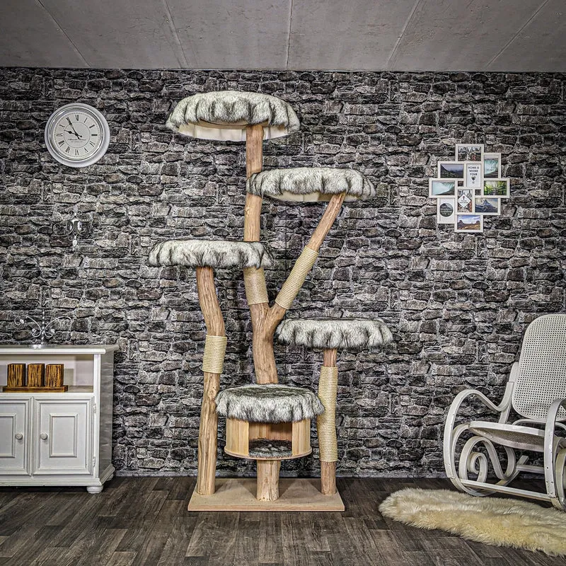 Naturkratzbaum 3950 Kratzbaum Natur Holz Design 205 cm hoch Katzenbaum