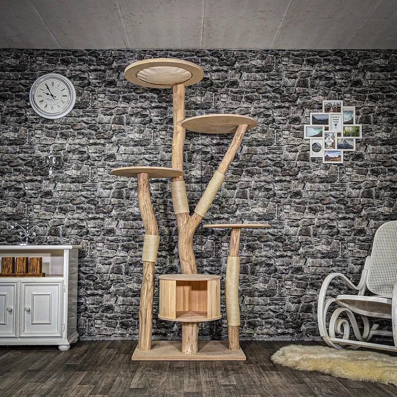 Naturkratzbaum 3950 Kratzbaum Natur Holz Design 205 cm hoch Katzenbaum