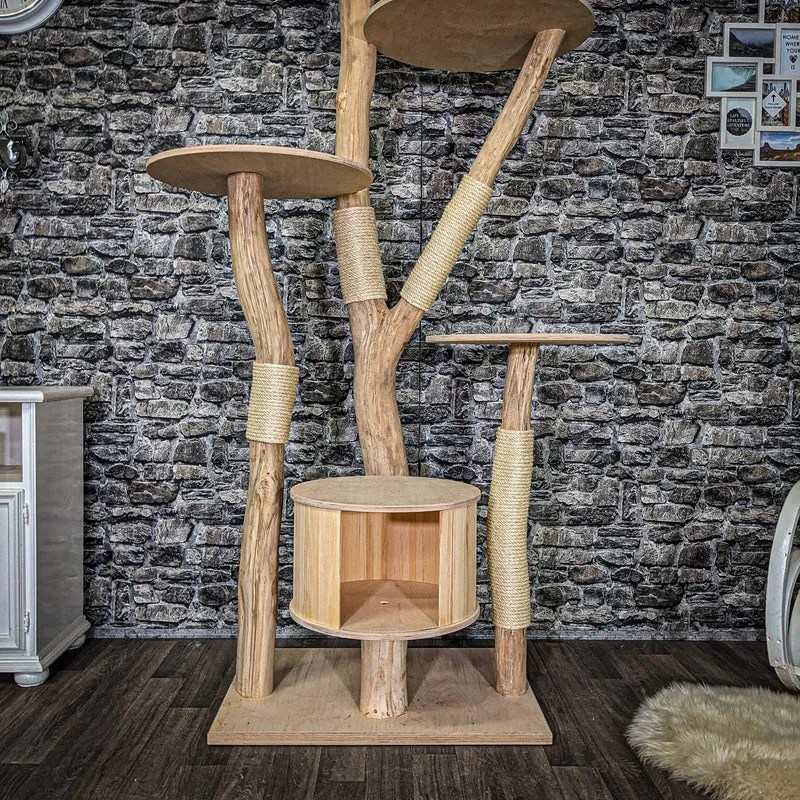 Naturkratzbaum 3950 Kratzbaum Natur Holz Design 205 cm hoch Katzenbaum