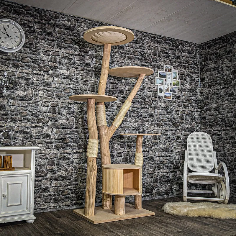 Naturkratzbaum 3950 Kratzbaum Natur Holz Design 205 cm hoch Katzenbaum