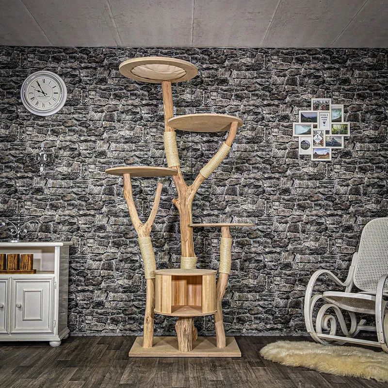 Naturkratzbaum 3949 Kratzbaum Natur Holz Design 205 cm hoch Katzenbaum