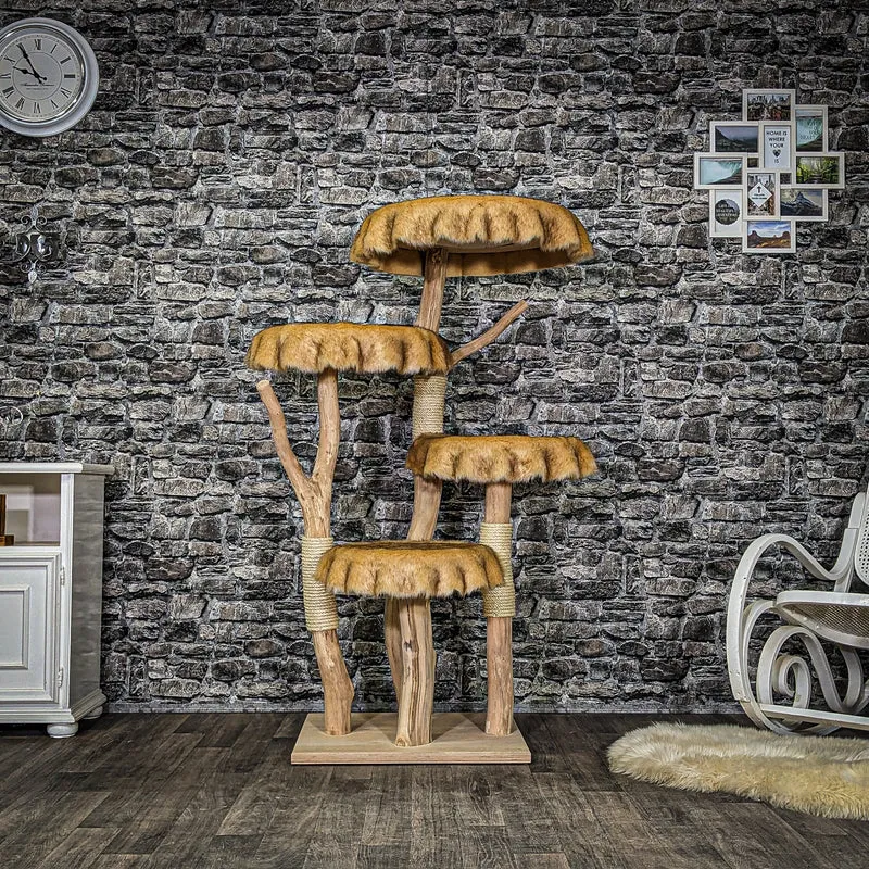 Naturkratzbaum 3947 Kratzbaum Natur Holz Design 145 cm hoch Katzenbaum