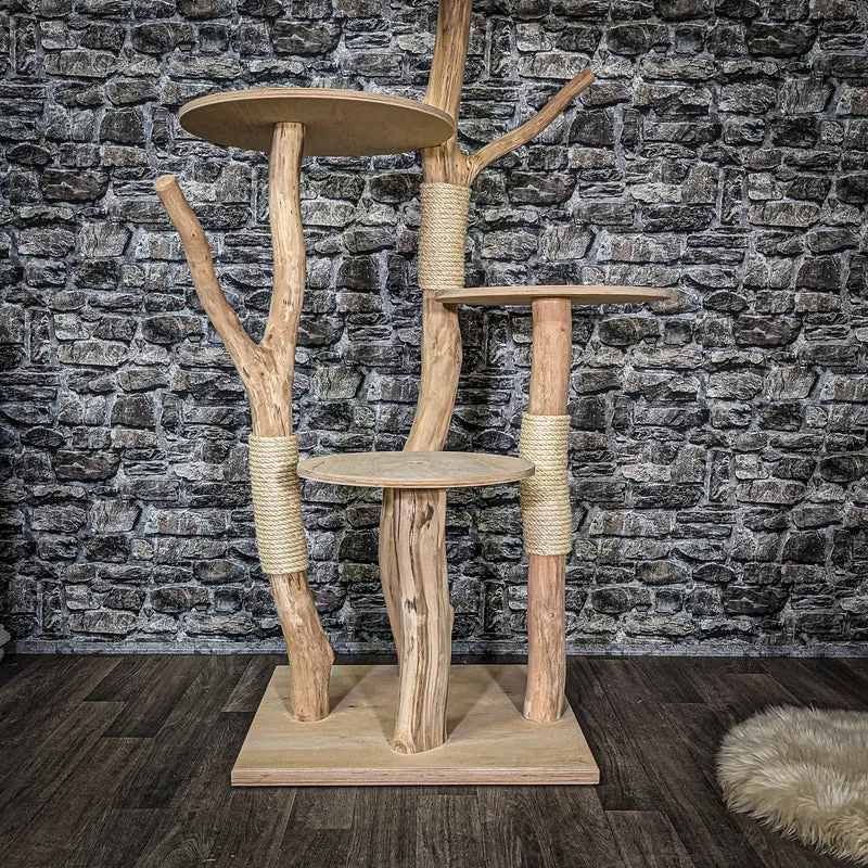 Naturkratzbaum 3947 Kratzbaum Natur Holz Design 145 cm hoch Katzenbaum