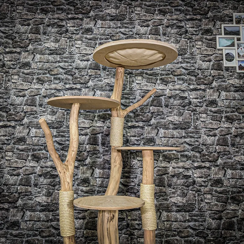 Naturkratzbaum 3947 Kratzbaum Natur Holz Design 145 cm hoch Katzenbaum