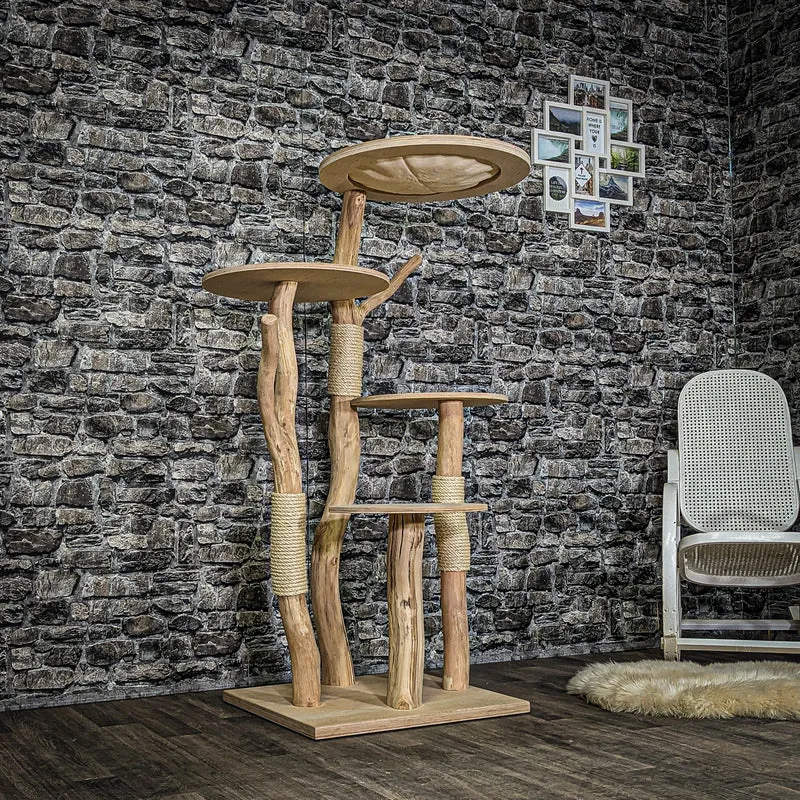 Naturkratzbaum 3947 Kratzbaum Natur Holz Design 145 cm hoch Katzenbaum
