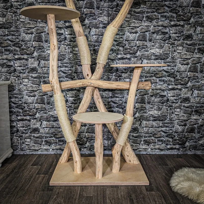 Naturkratzbaum 3945 Kratzbaum Natur Holz Design 190 cm hoch Katzenbaum