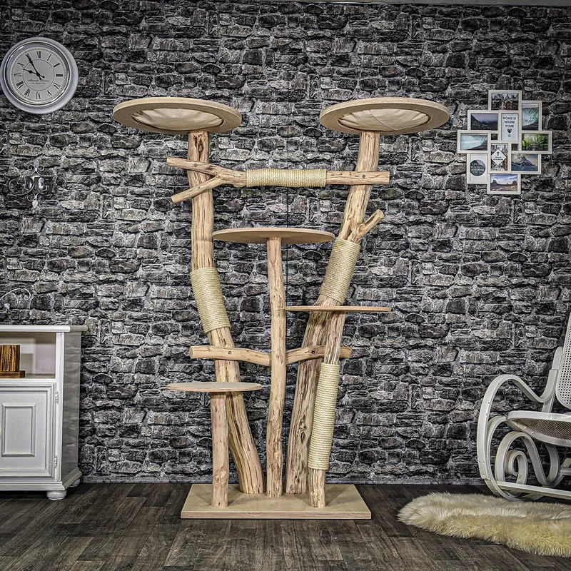 Naturkratzbaum 3944 Kratzbaum Natur Holz Design 175 cm hoch Katzenbaum