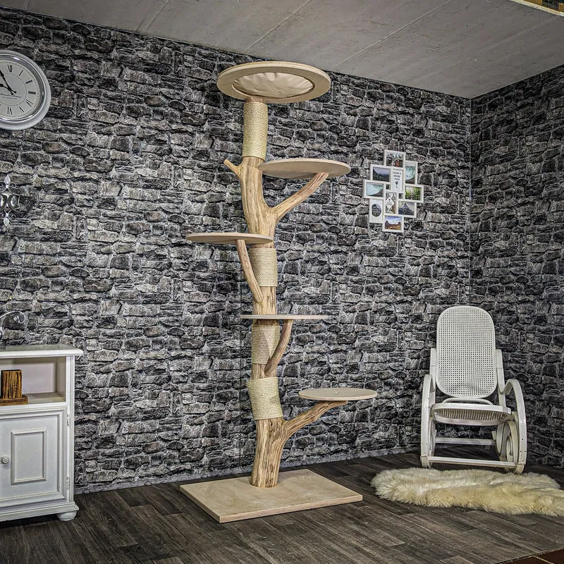 Naturkratzbaum 3943 Kratzbaum Natur Holz Design 210 cm hoch Katzenbaum
