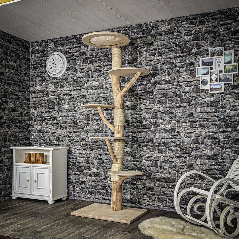 Naturkratzbaum 3943 Kratzbaum Natur Holz Design 210 cm hoch Katzenbaum