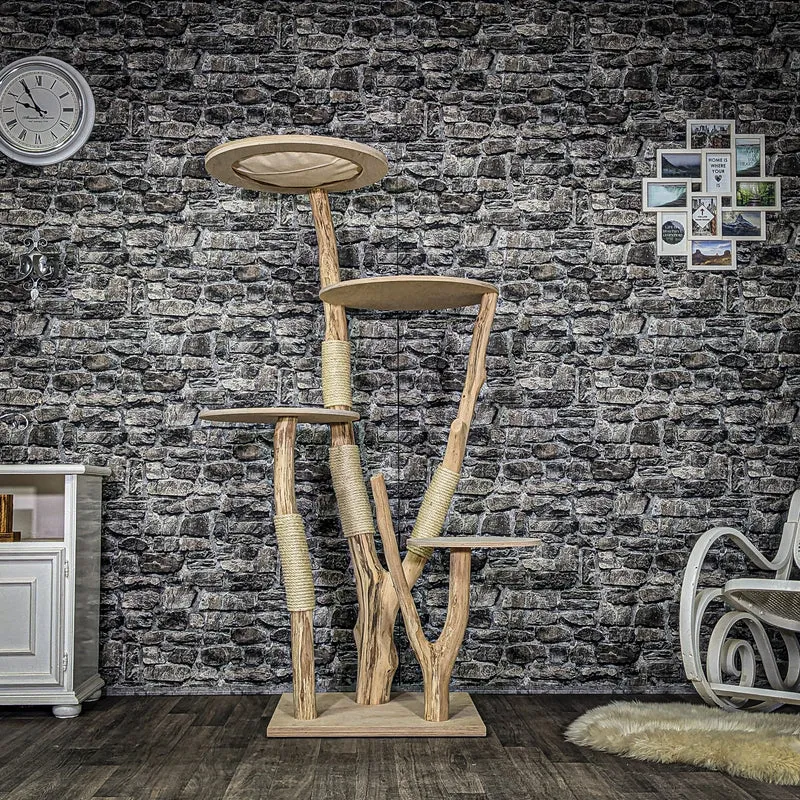 Naturkratzbaum 3942 Kratzbaum Natur Holz Design 175 cm hoch Katzenbaum