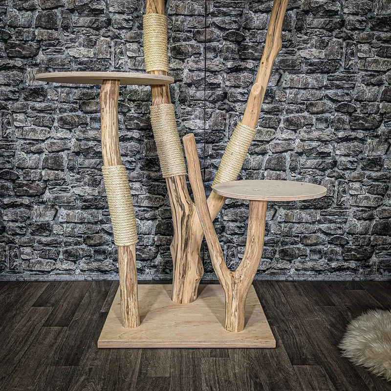 Naturkratzbaum 3942 Kratzbaum Natur Holz Design 175 cm hoch Katzenbaum