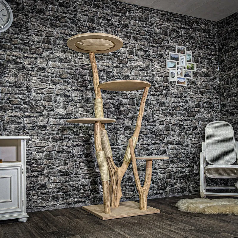 Naturkratzbaum 3942 Kratzbaum Natur Holz Design 175 cm hoch Katzenbaum