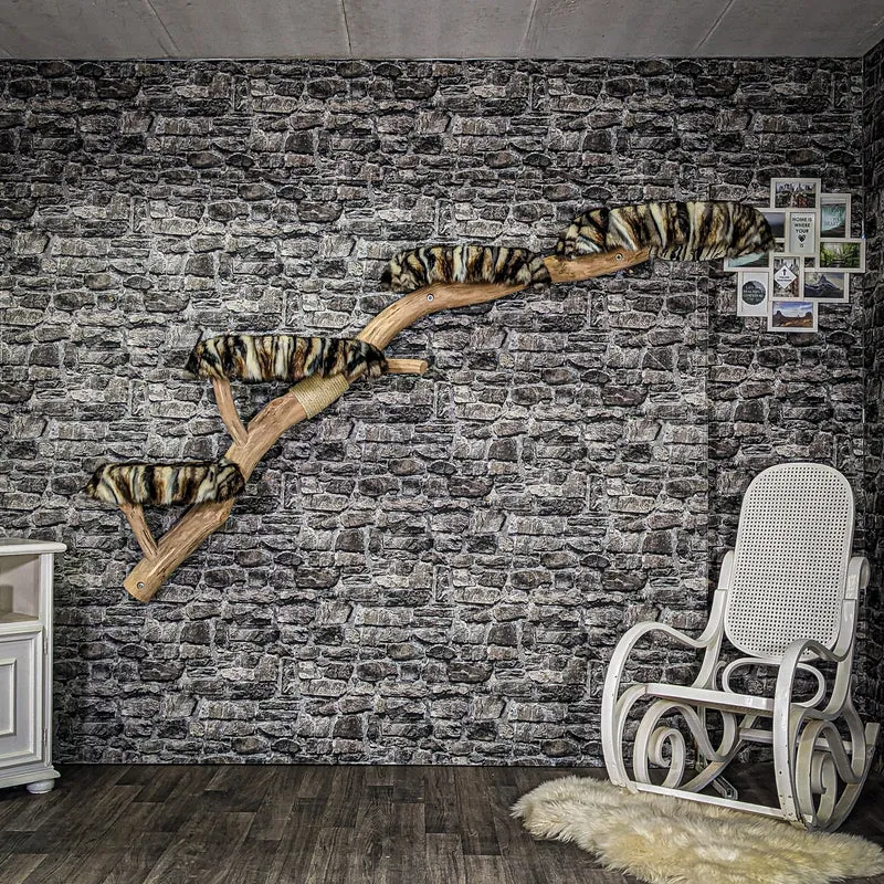 RESERVIERT - Wandkratzbaum 3940 Naturkratzbaum 205 cm lang Kratzbaum Natur Holz Design