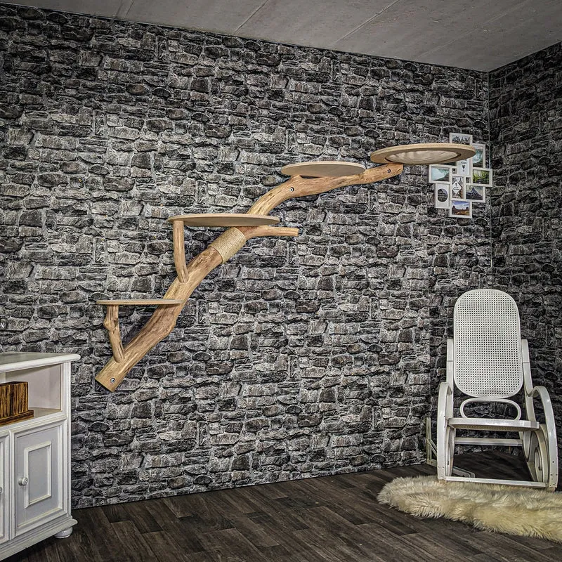 RESERVIERT - Wandkratzbaum 3940 Naturkratzbaum 205 cm lang Kratzbaum Natur Holz Design