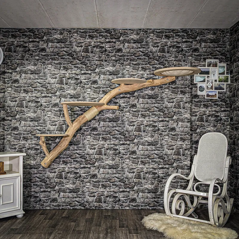 RESERVIERT - Wandkratzbaum 3940 Naturkratzbaum 205 cm lang Kratzbaum Natur Holz Design