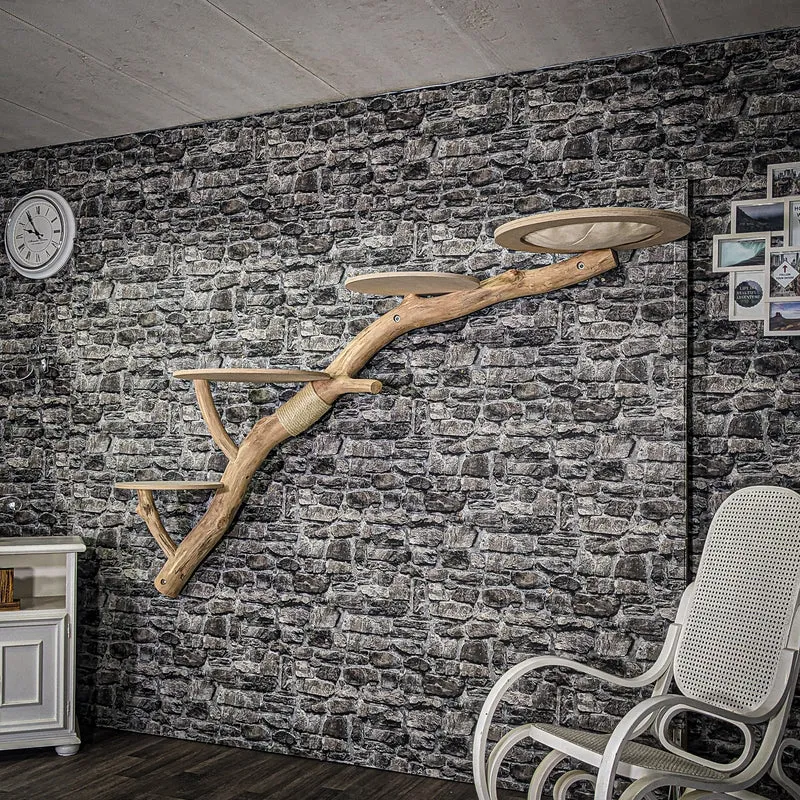 RESERVIERT - Wandkratzbaum 3940 Naturkratzbaum 205 cm lang Kratzbaum Natur Holz Design