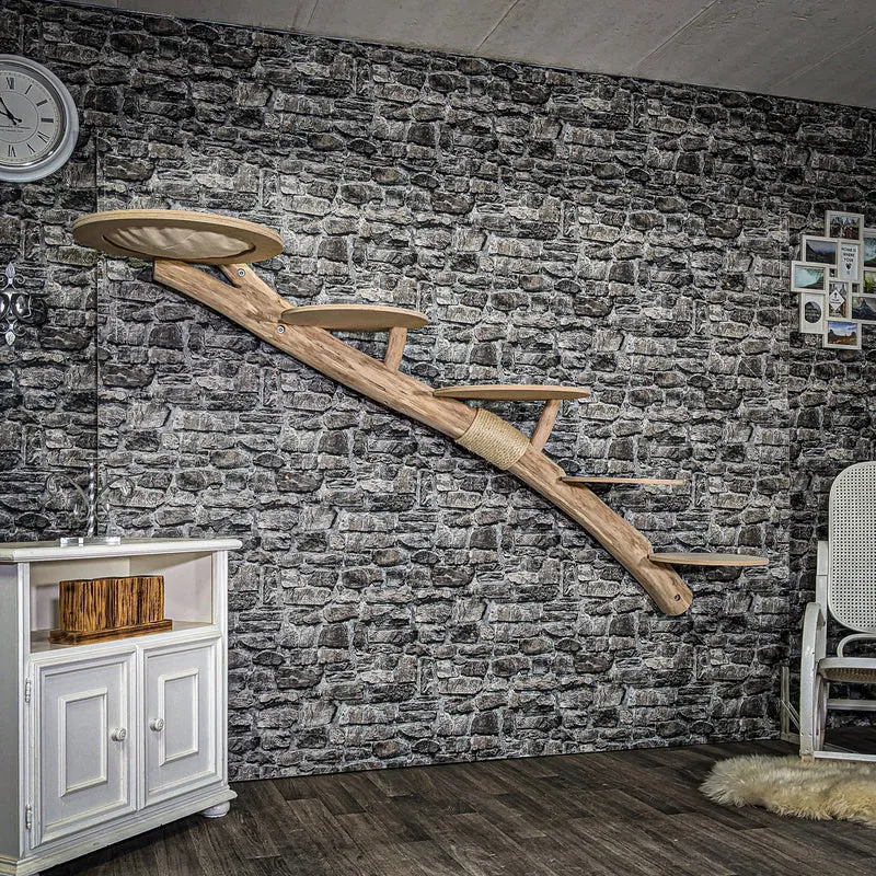RESERVIERT - Wandkratzbaum 3939 Naturkratzbaum 225 cm lang Kratzbaum Natur Holz Design