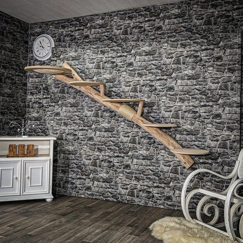 RESERVIERT - Wandkratzbaum 3939 Naturkratzbaum 225 cm lang Kratzbaum Natur Holz Design