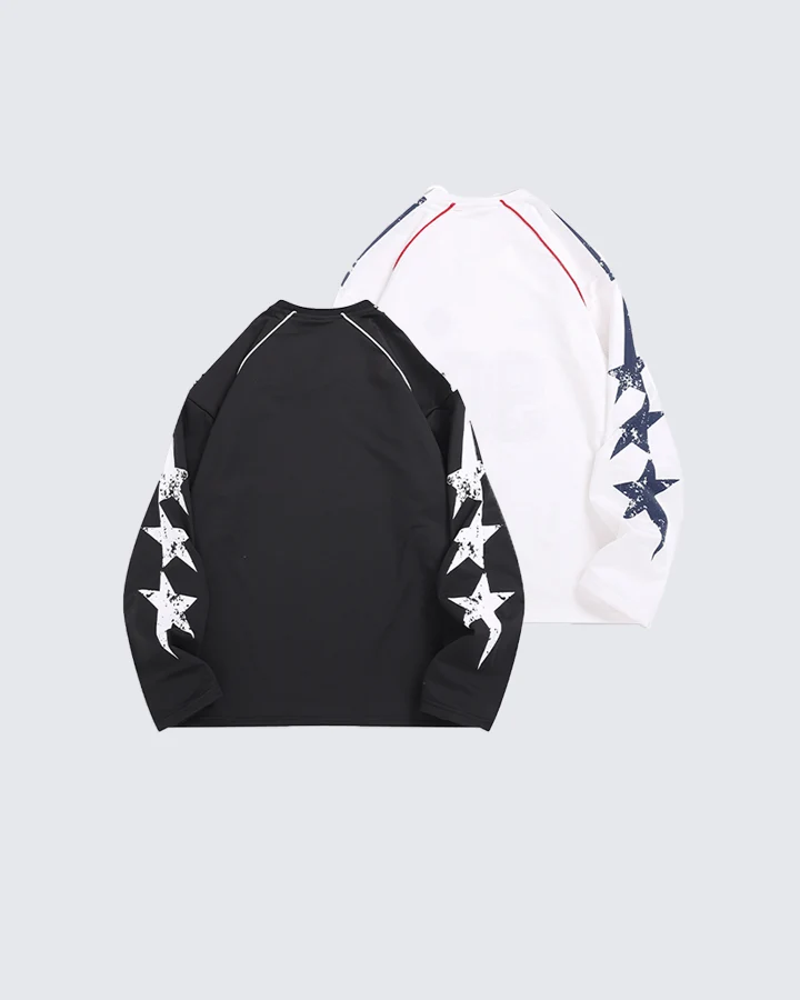 Vintage 96 Print Long Sleeve Streetwear Jersey