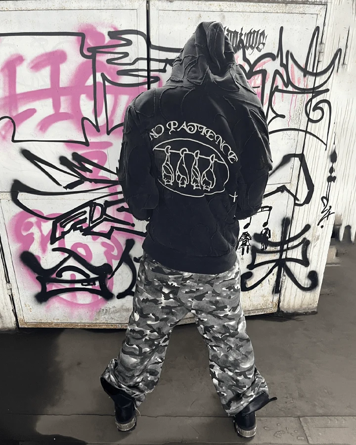 Stacked Camo Streetwear Drawstring Pants