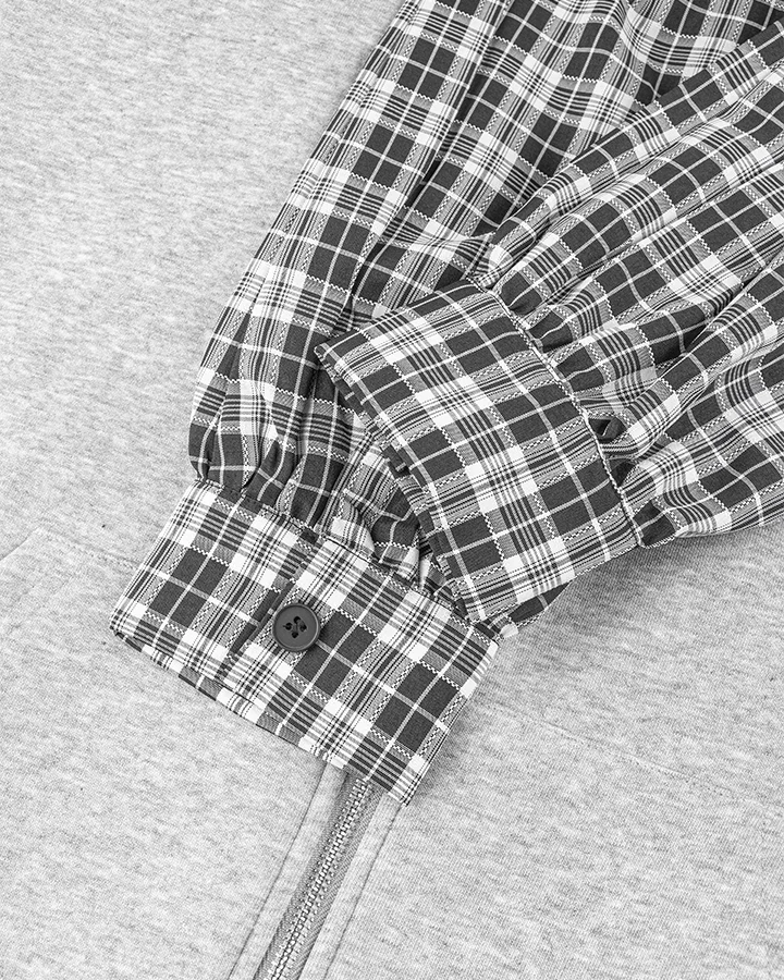Plaid-Lined Dual-Wear Zip Hoodie