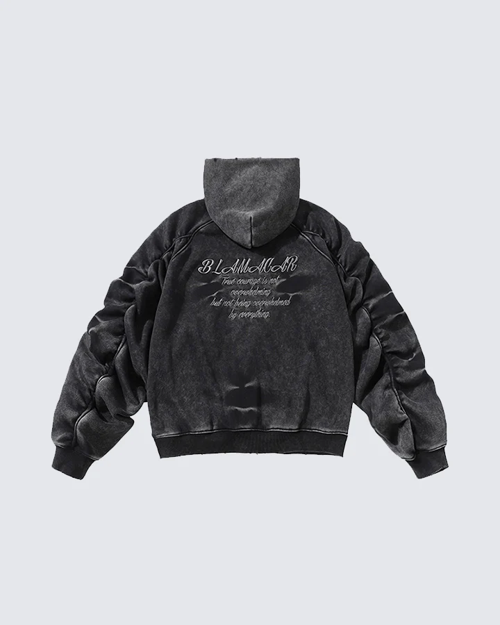 Vintage Washed Oversized Zip-Up Hoodie