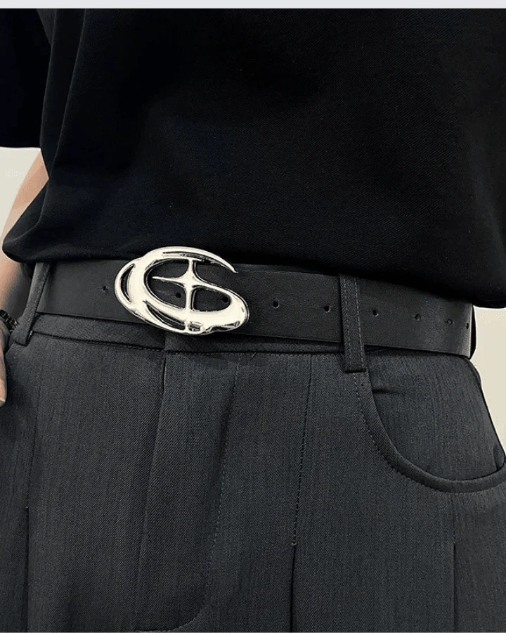Unique Silver Buckle Design Belt