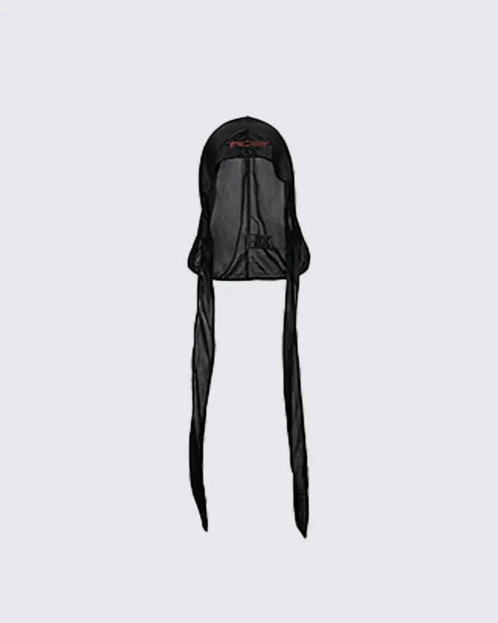 Classic Black Silky Durag with Long Tails