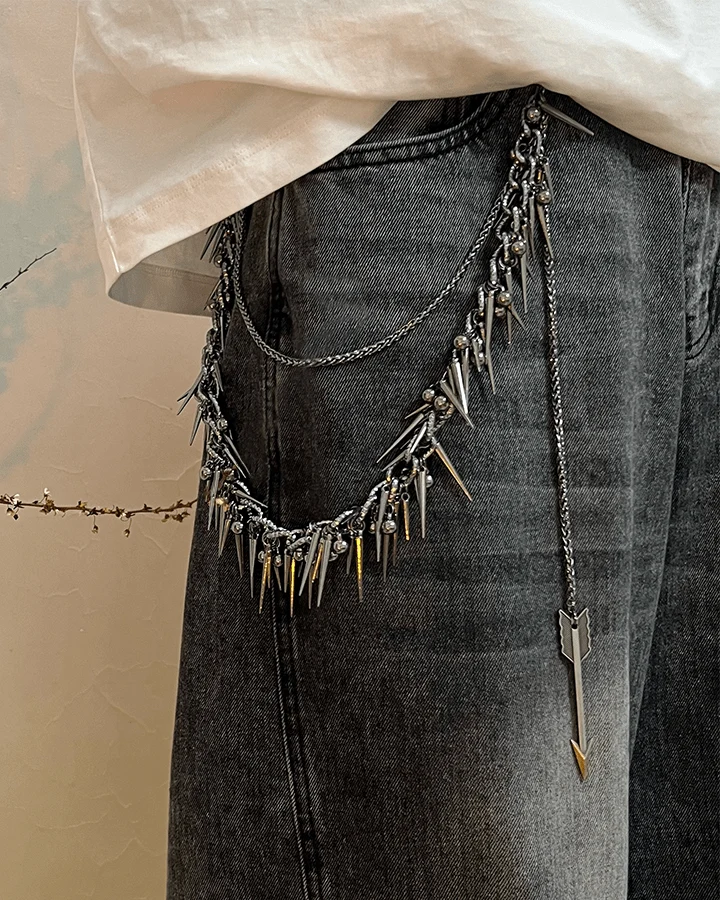 Punk Spike Layered Necklace – Gothic Arrow Pendant Chain
