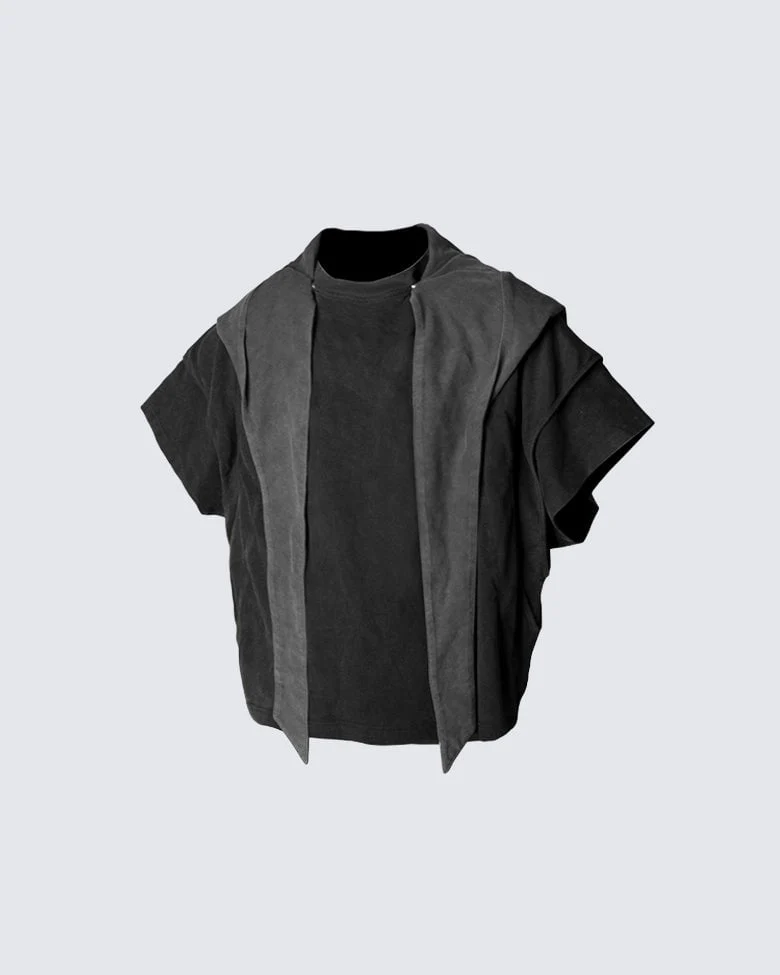 Segmented Wide Cropped Hoodie
