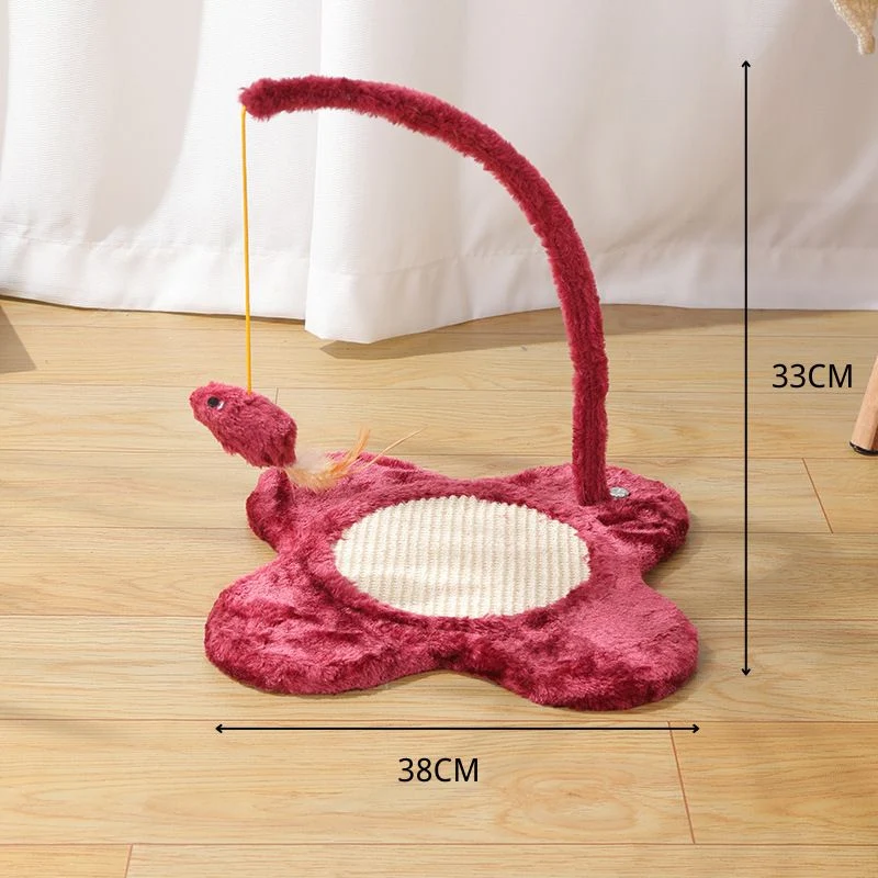 Spielzeug Katze, Rot, Katzenangel mit hängender Maus, Blume Förmiger Sockel, Kratzbereich aus SIsal für Spielvergnügen