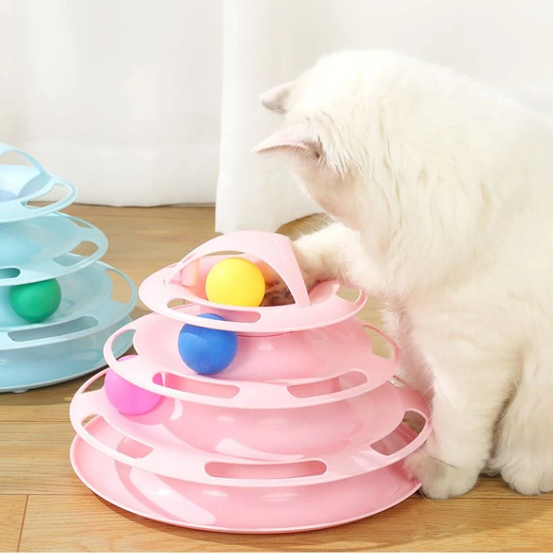Katze Spielzeug, Interaktives Katzenspielzeug mit 4 Ebenen, Einfache Montage, Rutschfeste Unterseite für Stabilität