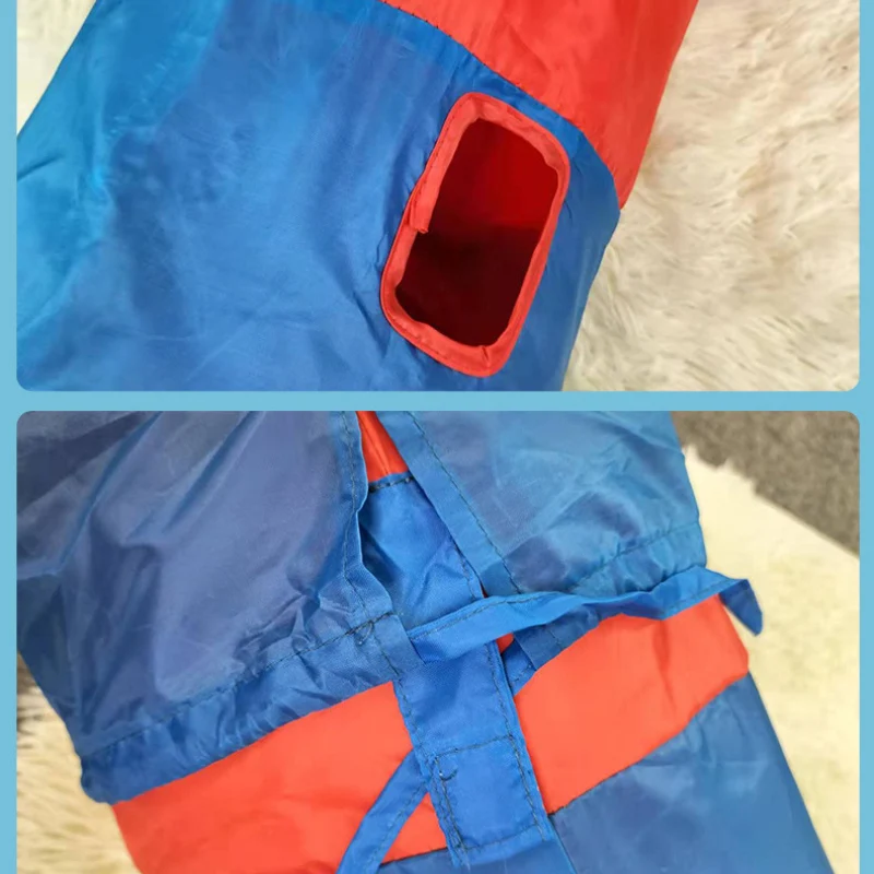 Katzentunnel, Rot Orange & blaue Streifen Katzenspielzeug aus Polyester, Runde Öffnung, faltbar, ideal für verspielte Katzen