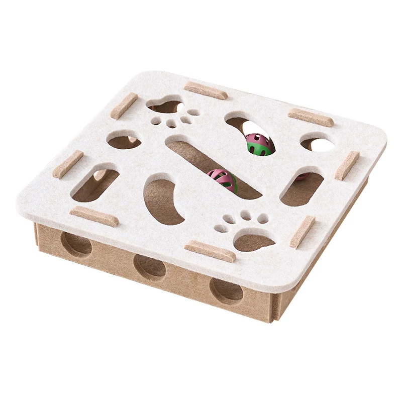 Intelligenzspielzeug Katze, Quadrat Labyrinth Filzbox mit Glockenball, in Grün und Weiß, zur Verbesserung der Intelligenz