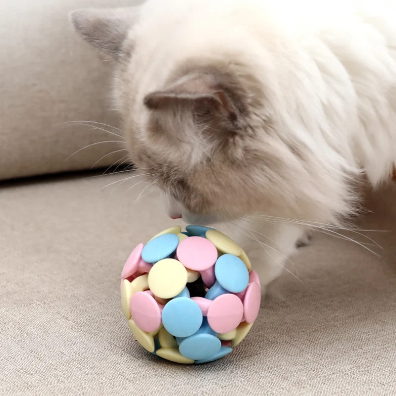 Katzen Spielzeug, Katzenball, Makaron-Drei-Farben-Glockenbälle Bälle, 6,5 cm & 7,5 cm Zwei Durchmesser, Entspannung für Katzen