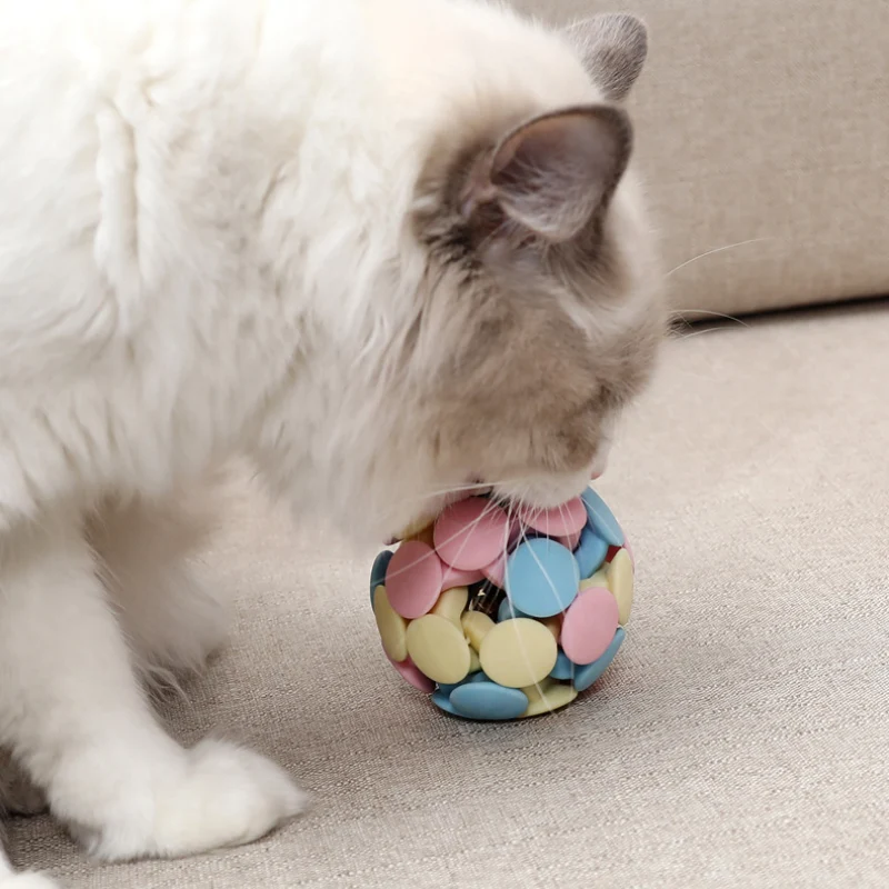 Katzen Spielzeug, Katzenball, Makaron-Drei-Farben-Glockenbälle Bälle, 6,5 cm & 7,5 cm Zwei Durchmesser, Entspannung für Katzen