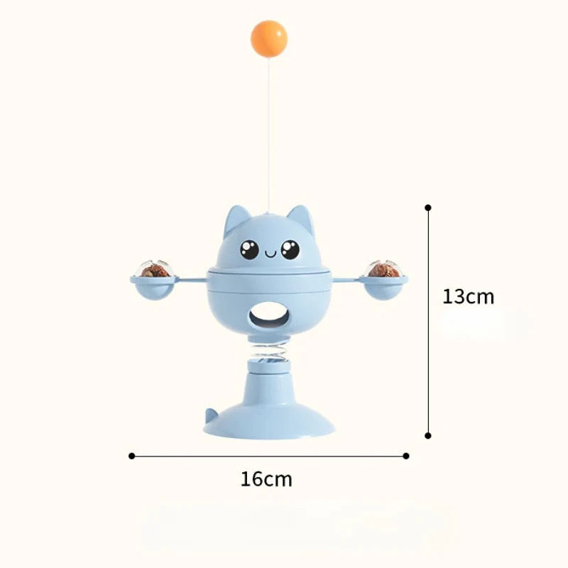 Katzen Intelligenzspielzeug, Katzenform Drehbarer Futterspielzeug mit Katzenangel & Saugnapfvorrichtung, Selbstspiel für Katzen