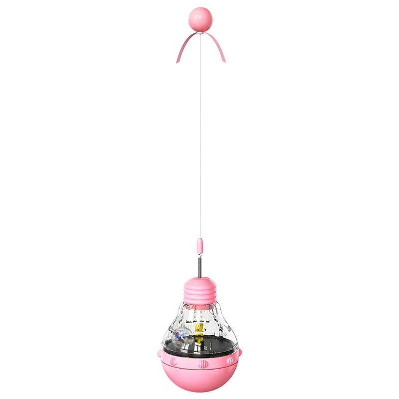 Katzen Intelligenzspielzeug, Glühbirnenformmit Katzenangel & Kippsicheres Design, Futterspielzeug in Lila, Pink und Gelb