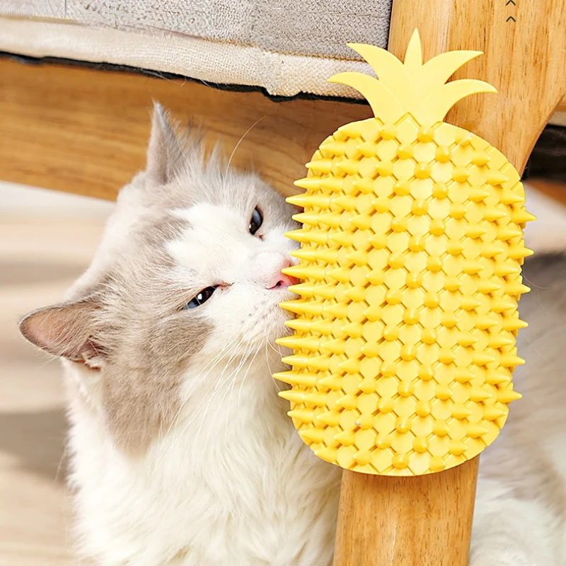 Katzen Spielzeug, Kratzwerkzeug im Gelb Ananas-Design, Wand-Eck-Kratzhilfe für Katzen Juckreiz lindern, Enthält Katzenminze