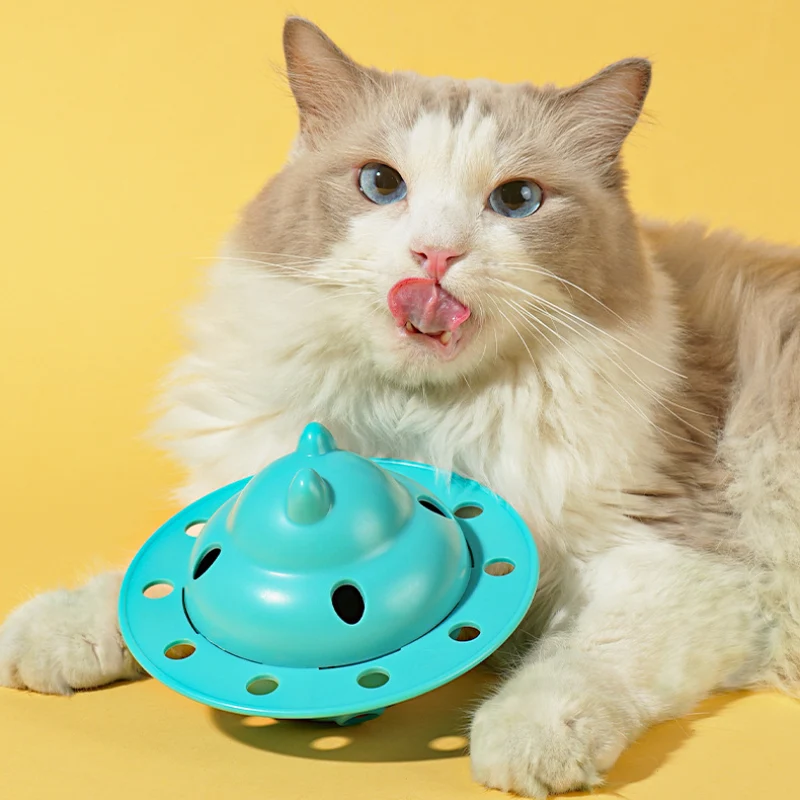 Intelligenzspielzeug Katze, Fliegende Scheibenform, Futterspielzeug für Katzen, Leckereien verteilen im Spiel, Drei Farben