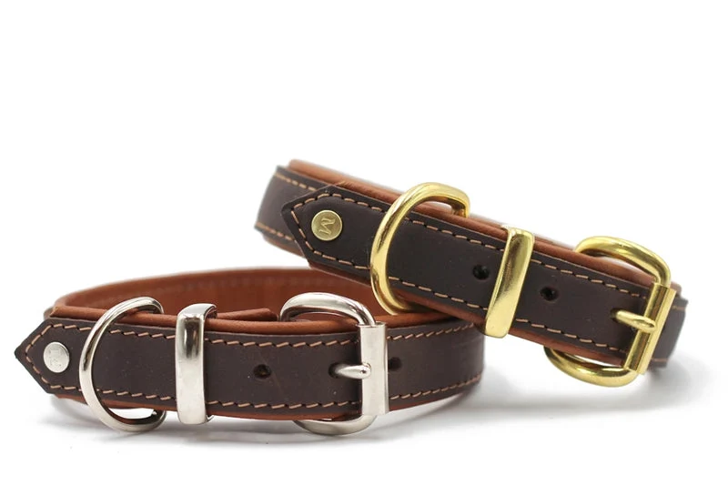 Halsband Klassik Premium Soft - Cognac/Goldfarben
